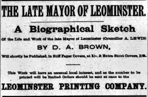 Advert for Alfred Lewis biography from 1902