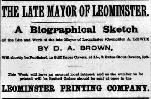 Advert for Alfred Lewis biography from 1902