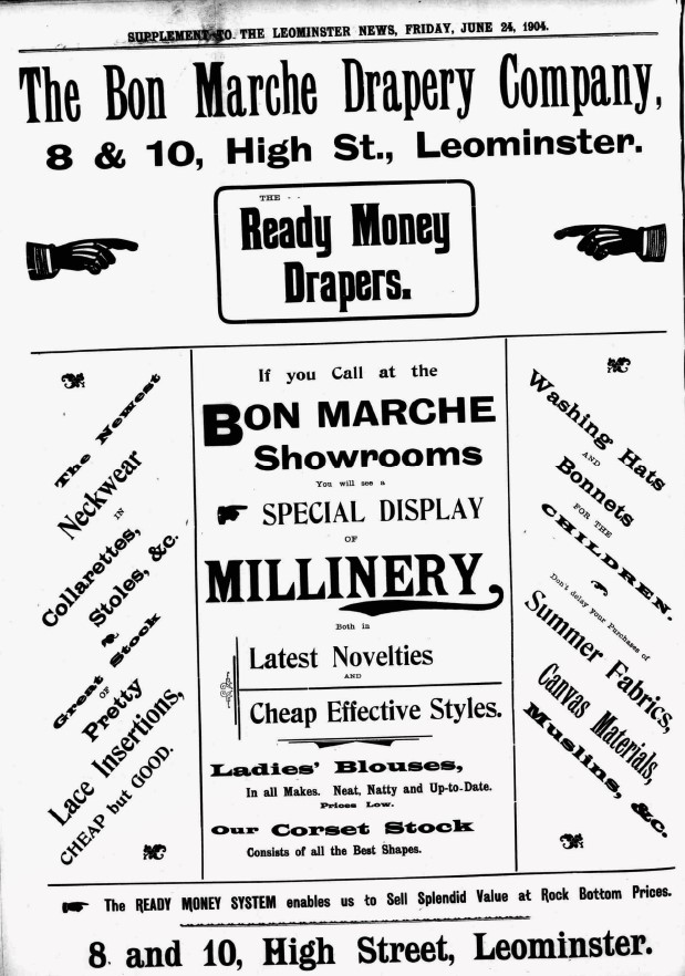 Advert for bon marche drapers