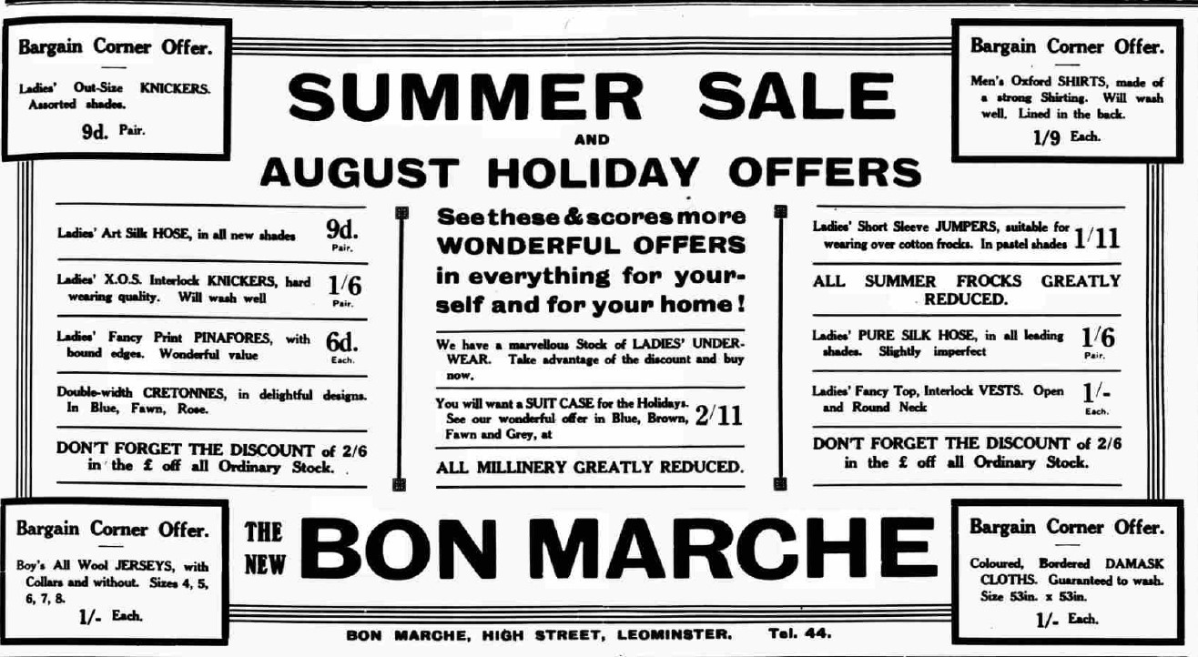 Bon Marche summer sale advert (1934)