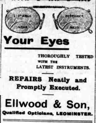 Advert for Ellwoods opticians from 1921