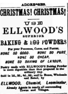 Advert for Ellwoods Baking Powder 1890
