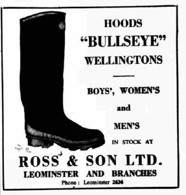 Advert for bulls eye wellingtons from 1956