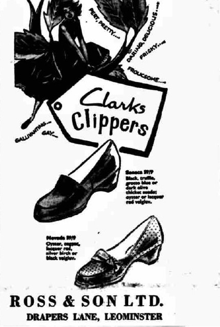 Advert for clarks shoes at Ross & Sons from 1957